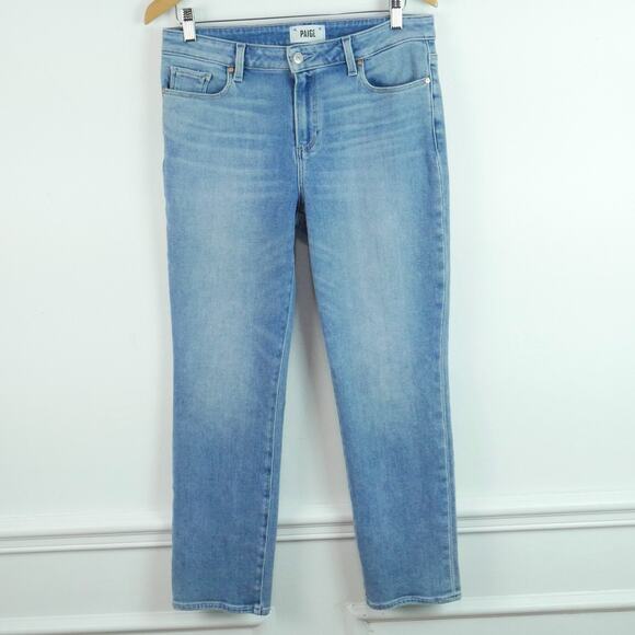 Paige Amber Jeans Size 31 Straight Leg Mid Rise Ankle Vintage Wash Blue Denim - Picture 1 of 8